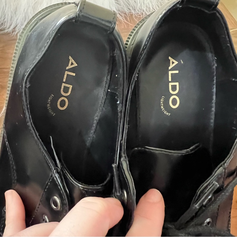 Aldo Black Vegan Leather Oxfords - Picture 2 of 9